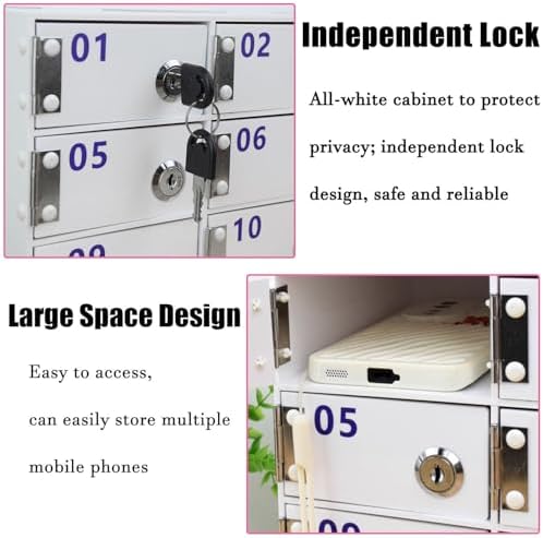 Secure Cell Phone Lock Box - Mobile Phone Storage Cabinet, Wall Organizer with Key Hooks - Perfect for Office, Classroom, and Event Use - Keep Devices Safe & Organized