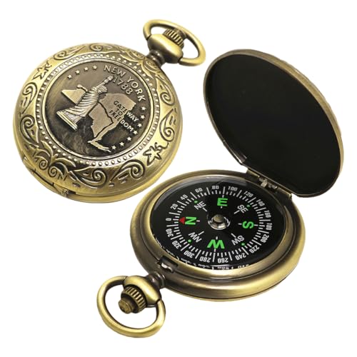 Mini boussole de poche vintage YARNOW (lot de 2) pour rando