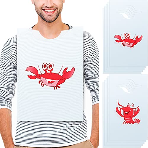 Geyoga 30 Pcs Lobster Crab Bibs Bulk 23 Inch Plastic Crawfish Boil Seafood Party Supplies Disposable Bibs for Adult Size(Lobster Crab)