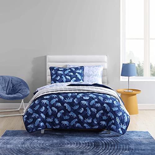 Image of Eddie Bauer - Full Size Quilt Set, Reversible Kids Bedding with Matching Shams, Ideal for Toddler Bedding Set (Camp Camo Navy, Full)