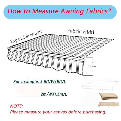 Toile pour auvent de terrasse rétractable en polyester imperméable 5x3.5m - 3