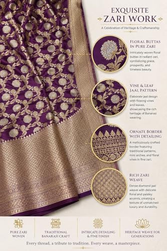 REVIVE ME purple banarasi silk saree – image 4