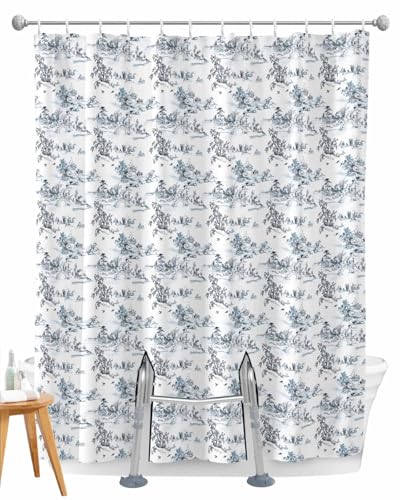 Split Shower Curtain for Transfer Bench, Asian Waterproof Fabric Shower