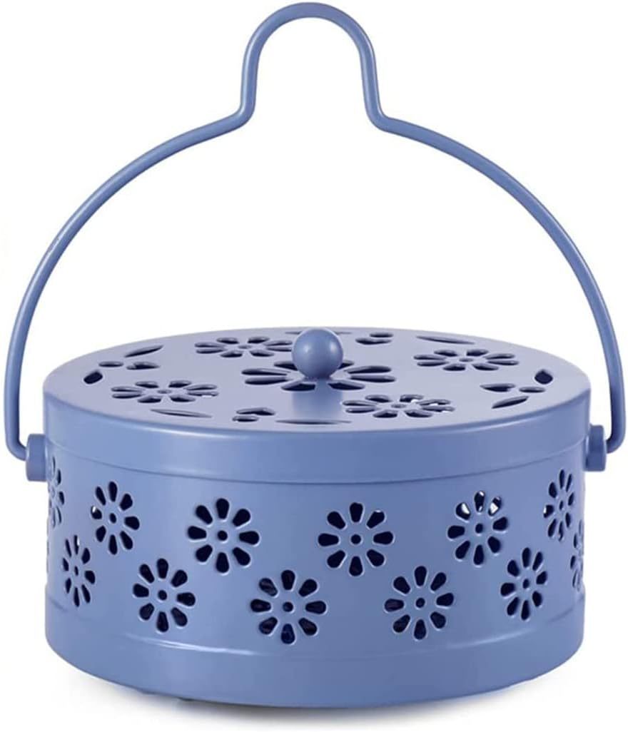 蚊取り線香 ホルダー 蚊取線香入れ 防蚊 虫除け 鉄製 レトロ 蚊取り 線香入れ 吊り下げ ハンドル付き 持ち運び便利 蚊遣り器 蚊取り器 玄関 室内 室外 アウトドアにも適用 ブルー 最大94 Offクーポン