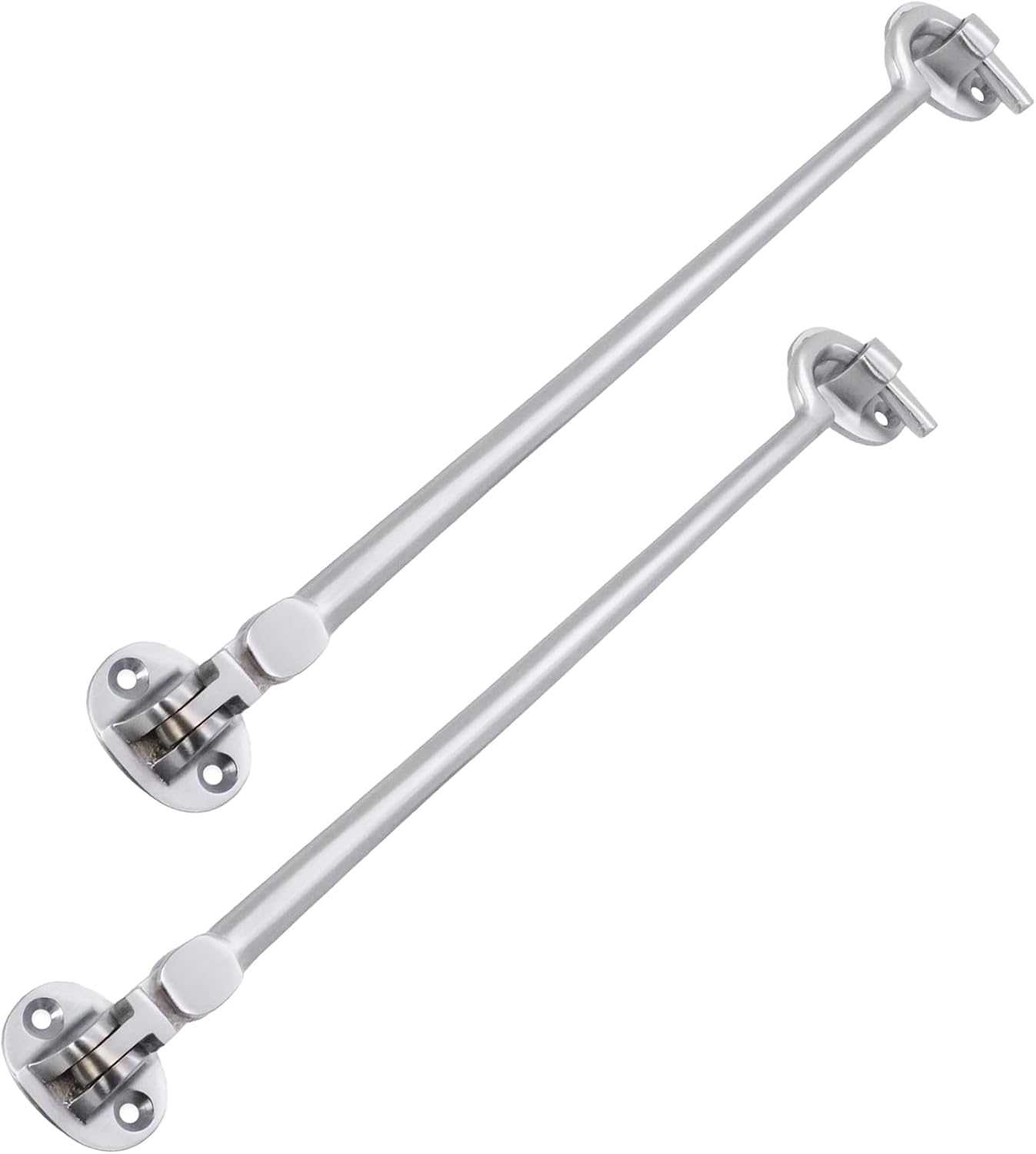 Pack of 2,10" (250mm) Heavy Duty Brass Cabin Hook & Eye Silent Catch/Latch/Holder/Back Gate/Shed/Patio Door in Various Finishes (Satin Chrome)