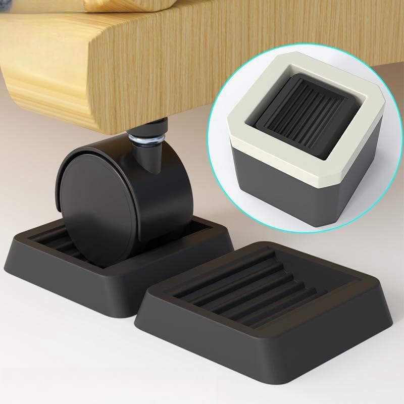 3 Inch Bed Risers with Bed Stoppers, 4 Set Heavy Duty Bed Elevator Leg Extenders for Sofa Desk Couch Cabinet, Furniture Riser with Caster Cups fits to Wheels of Furniture and Appliances