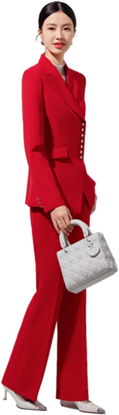 Women's Peak Lapel Suit Two Pieces Jacket and Pants Wedding Uniform Work Outfits