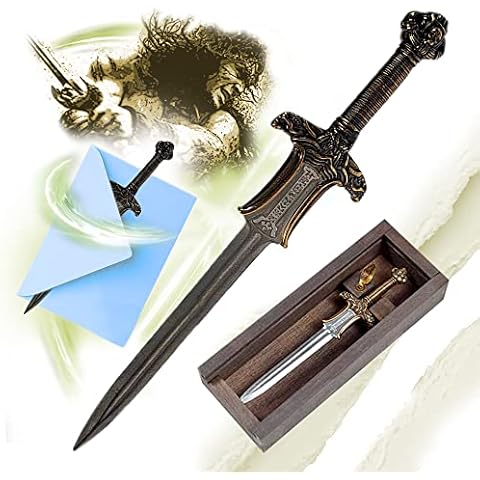 Conan The Barbar The Atlantic Sword Letter Opener with Wooden Box, Miniature Metal Sword, for Your Home and Office Supplies Cover
