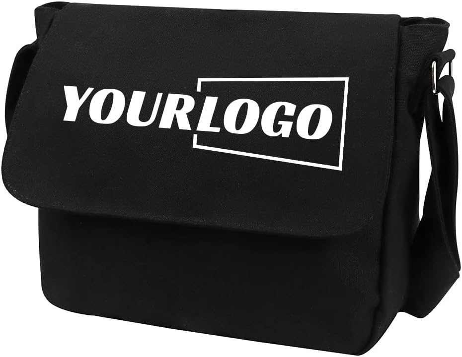TopTie Custom Canvas Messenger Bag with Logo, Add Name...