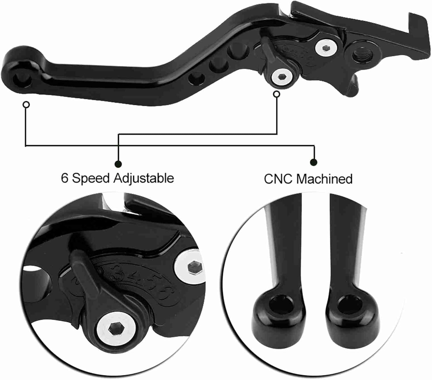 Brake Levers Motorcycle, 1 Pair Motorcycle Clutch Brake Handle Levers Universal Brake Lever Handle Double Disc for GY6 Xmaximum 400(Black)