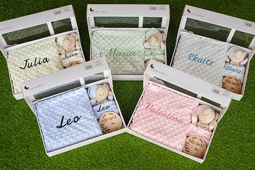 Miniatura 4 de Olesea Regalo Bebe Recien Nacido Niño - Manta Personalizada - Cesta Bebe Recien Nacido Niño - Canastilla Niña - Manta Dou Doy Nombre Bordado