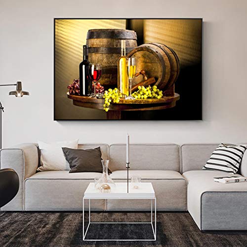 Tableau moderne divers vins avec raisin pour décorer une cuisine blanche - 3