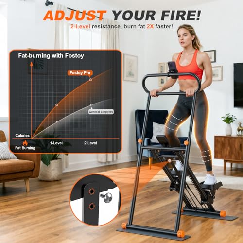 Fostoy Stair Stepper for Home Gym, Foldable Stepper Machine with Adjustable Resistance & Height, Stair Climber Exercise Steppers for Legs, Glutes & Core Workout (Stair Stepper) - Image 6