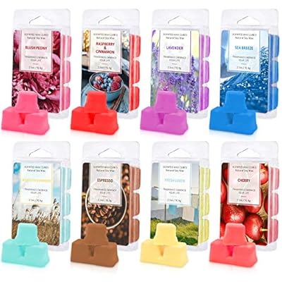 STRN Scented Wax Melts, Soy Wax Cubes, Wax Melts Wax Cubes 2.5 oz X 8 Pack for Warmer Cubes/Tarts Blush Peony, Raspberry&Cinnamon, Laverder, Sea Breeze, Winds in Summer, Espresso, Linen, Cherry