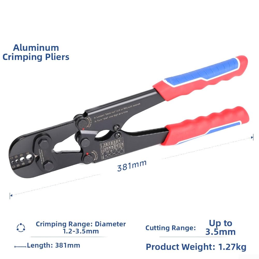 Pinza crimpatrice in alluminio, pinza crimpatrice a 8 forme per funi metalliche, manico rotondo in alluminio, attrezzatura da pesca per camper, yacht, attrezzi da esterno