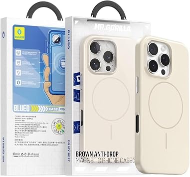 Blueo iPhone 16 Pro Max Uyumlu Brown Series Anti-Drop Manyetik  zellikli Krem Telefon K l f