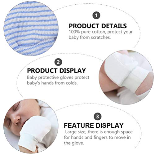 STOBOK 6 Pares de Luvas de Algodão para Bebês Recém-Nascidos Sem Arranhões Luvas para Bebês Luvas An