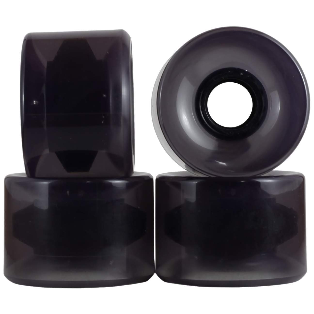 Rekon 65mm Super High Rebound 83A Longboard Cruiser Wheels Clear Black