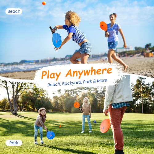 Image of EVERICH TOY Paddle Ball Set - Indoor & Outdoor Racket Game for Kids, Teens, and Adults, Badminton & Camping Games Essentials, Fun for Beach, Yard, and Lawn Play All Year Round