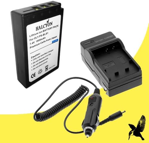Halcyon 1800 mAH Lithium Ion Replacement Battery and Charger Kit for Olympus Pen Digital E-PM1, E-P1, E-P2, E-P3, E-PL1, E-PL3 SLR Evolt-Series E-40, E-410, E-420, E-450, E-600, E-620 Digital Cameras