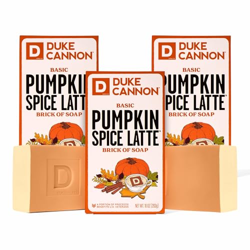 Image of Duke Cannon Supply Co. Pumpkin Spice Latte Bar Soap 3-Pack - Limited Edition 10 oz Big Brick, Masculine Fall Scent, Exfoliating Body Soap for Men