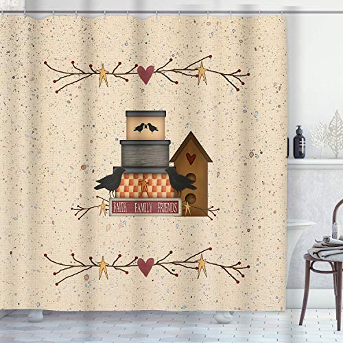 Artsocket 4 Pcs Shower Curtain Set Cute Little House Cartoon Building Chimney Cottage Countryside With Non-Slip Rugs Toilet Lid Cover And Bath Mat Bathroom Decor Set 72" X 72" #TOP1