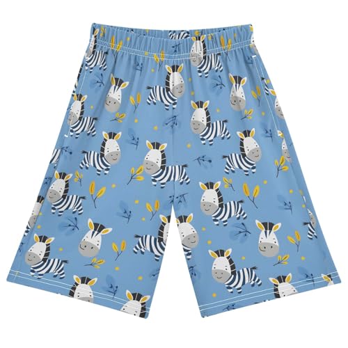 Zebras Sleep Shorts Summer Pajama Shorts Elastic Waist Sleep Bottoms with Pockets 6-14 Years