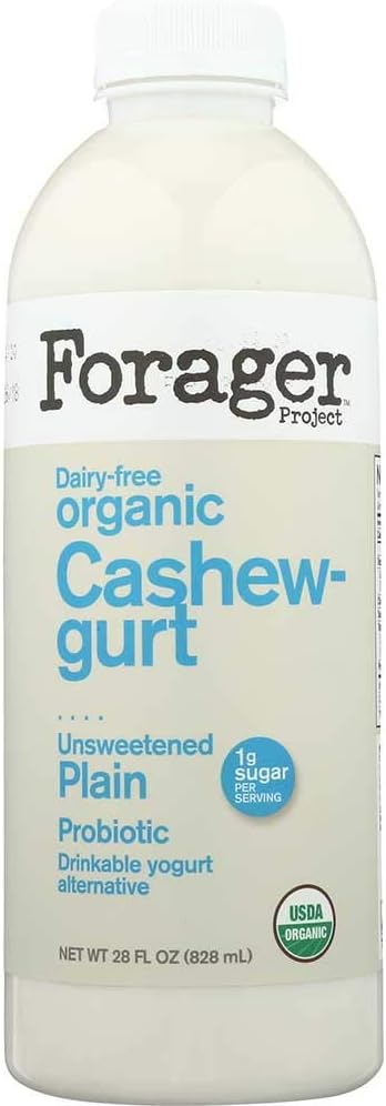 Forager Organic Cashewgurt Unsweetened Plain Drinkable Yogurt, 28 Fluid Ounce - 6 per case.