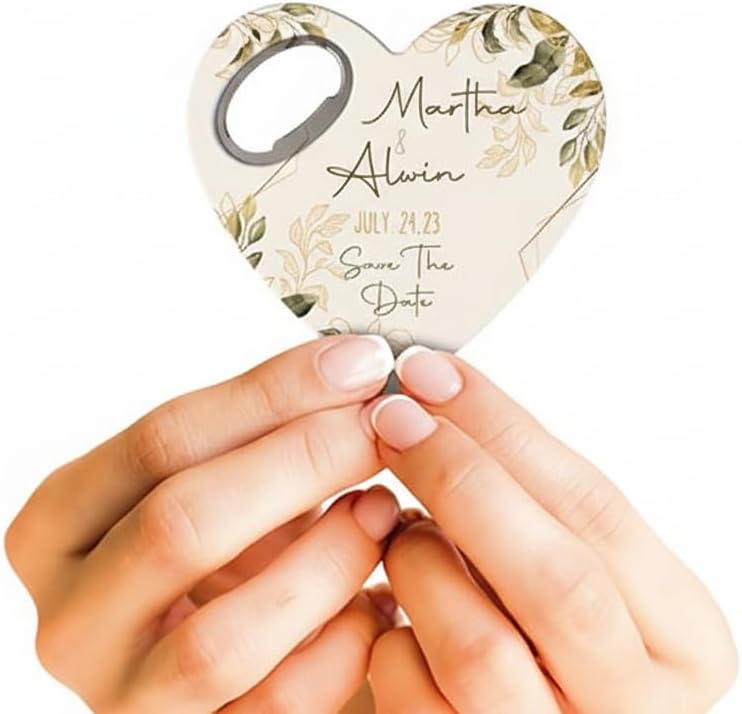 Personalized Custom Heart Magnet – Engraved Wedding Favor with Name & Date – Handmade Rustic Save the Date Fridge Magnet – Unique Gift for Guests