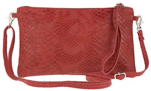 Pochette en daim italien haut de gamme imprimé serpent corail authentique