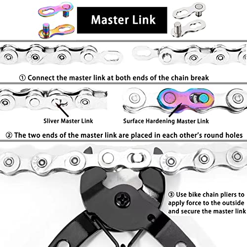 Suplevel 6/7/8 Speed Bike Chain Kit - Mountain Bike Chain, Bike Link Pliers Tool, Chain Breaker And 6Pcs Bike Chain Master Links, Bicycle Chain 1/2 X 3/32 Inch 116 Links, Silver #TOP3