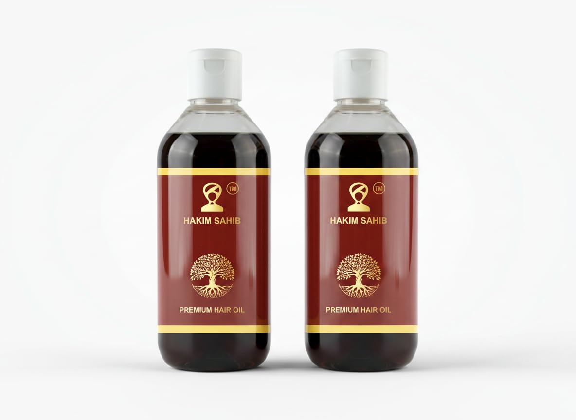 Hakim Sahib - Black Gold Hair Oil, 100% Natural Formula - (Pack of 2, 200ml each)