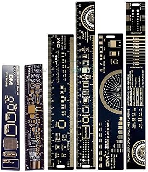 Phoncoo Multifunctional PCB Ruler Measuring Tool, 15cm, 20cm, 25cm, Resistor, Capacitor, Chip, IC, SMD, Diode, Transistor Package, 180 Degrees, Electronics, Circuit Building, Youth, Adult, Unisex