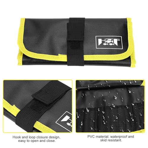 Agatige Fishing Lure Bag, Portable 12 Pockets Waterproof Fishing Tackle Gear Equipment Tool Accessories Storage Soft Case Lure Jigging Bag for Outdoor Saltwater Freshwater Fly Fishing (Yellow) - Thumbnail 6