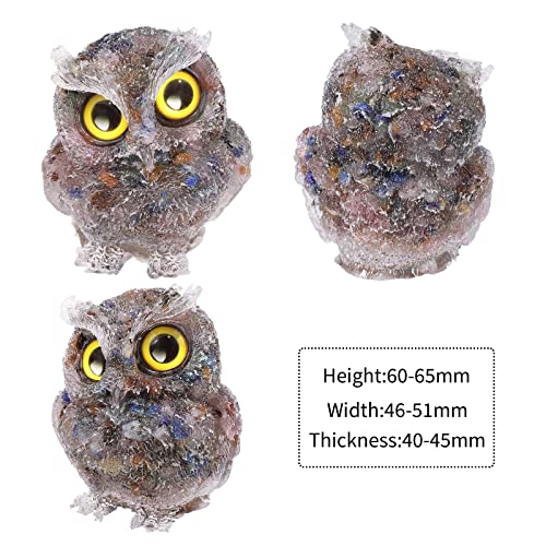 KYEYGWO Colourful Cute Crystal Owl Figure Ornaments Decorative Resin Bird Statues for Home Office Table Mini Stone Animal Sculpture Talisman Micro Landscape - Image 2