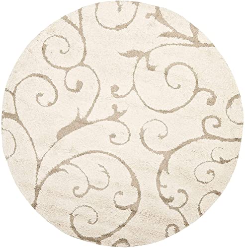 Image of Handwoven Microfibre 3D Rug for Living Room (Ivory & Beige, 3 X 3 Feet (Round), Microfibre)