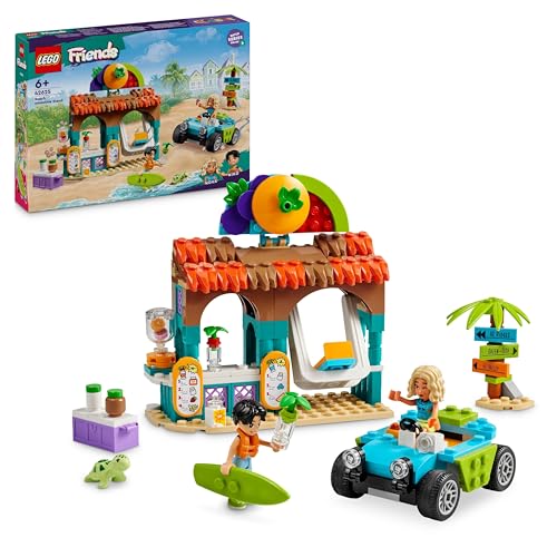 LEGO Friends Bancarella dei Frullati sulla Spiaggia, Giochi Educativi per Bambine e Bambini da 6 Anni con 2 Mini Bamboline, una Tartaruga un Buggy da Costruire e Cibo Giocattolo, Idea Regalo 42625
