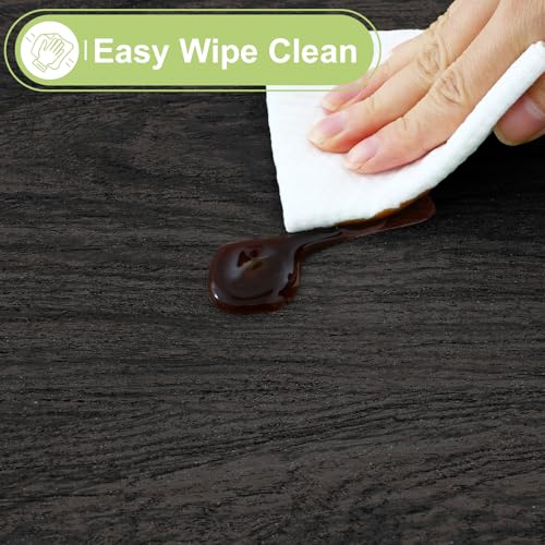 Smiry Square Table Cloth, Waterproof Vinyl Tablecloths with Flannel Backing, Wipeable Spillproof Plastic Wood Grain Table Cover for Dining, Indoor and Outdoor (Black, 54" x 54") by Smiry - Used condition - Image 4
