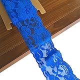 Lace Realm 3.15 Inches Wide×10 Yards Stretch Floral Pattern Lace Ribbon for Wedding Invitation, Sewing, Gift Package Wrapping, Floral Designing & Crafts (Royal Blue)