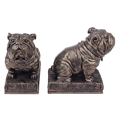 Design Toscano British Decor Bulldog Mascot Bookend Statues, 6 Inch, Set Of Two, Bronze Finish #TOP1
