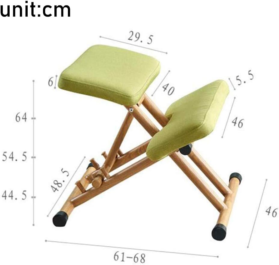 Kneeling Chair Folding, Posture Correcting Stool Adjustable Posture Correcting Stool Thick Comfortable Cushions Kneeling Desk Chairs Thick Padded Seat,Green