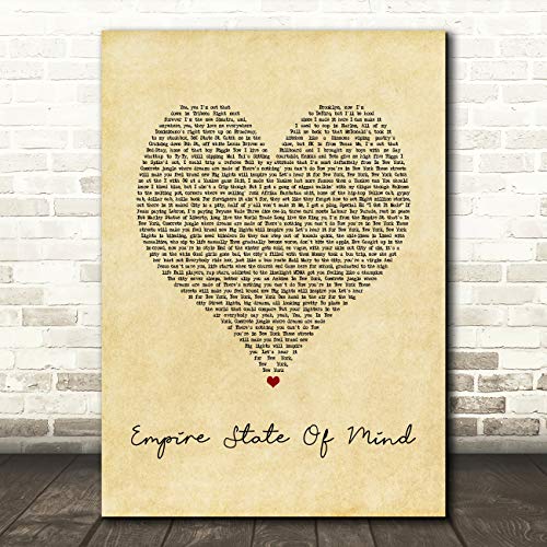 Empire State of Mind Vintage Heart Song Lyric Wall Art Poster Gift Present Print