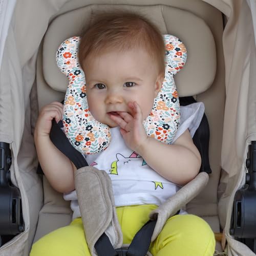 Image of Baby Travel Pillow, Infant Kid's Cushion Soft and Skin Friendly for Car Seat, Pushchair and Stroller (Style M)