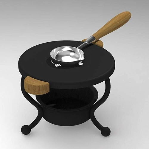 Juego de calentador de sellos de cera y sellos, herramienta de horno, cuchara para derretir cuentas o palos, soporte para cuchara para sellos de