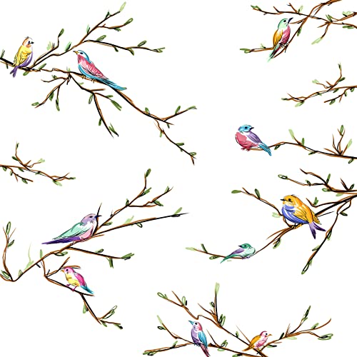 Vinilos decorativos 3D removibles aves en rama árbol