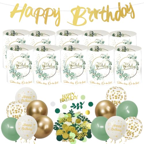 12 lanterne per compleanno, decorazione da tavolo, Happy Birthday, 20 pezzi, tovaglioli decorativi per bambini e ghirlanda, coriandoli per decorazione di compleanno, ragazza, ragazzo, donna, uomo