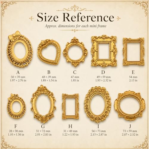 Image of Satmarhz 10 Pcs Mini Photo Frames, Baroque Gold Resin Frames for DIY Crafts