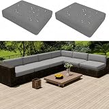 Hiseng Outdoor Sofa Sitzkissenbezug 2er Set Wasserdicht mit Reißverschluss, Terrassenstuhl Sofakissen Bezug Abnehmbar, Wetterfest Sofabezug für Garten Möbel aus Rattan (60x60x10cm,Hellgrau)