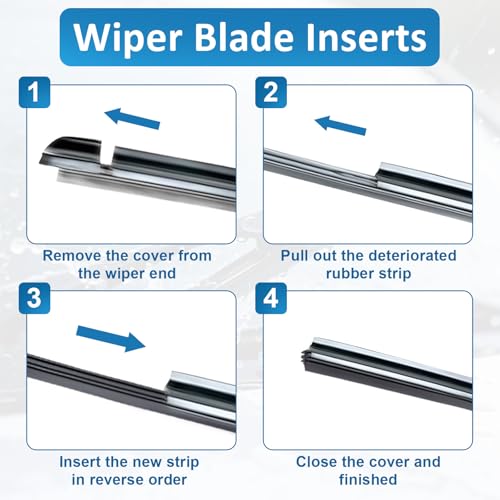 Image of BFXM 4Pcs Wiper Blade Refill, 28 inch DIY Adjustable Wiper Blade Refill | Universal Replacement for Front and Rear Windshield Wiper Baldes Rubber Strip for Car, Truck, SUV
