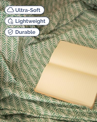 Image of Queen 4 Piece Floral Sheet Set - Soft, Breathable & Cooling - Sage Fan Leaf